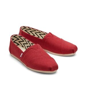 230. TOMS Women's Alpargata Loafer Flat Red Recycled Canvas in 9